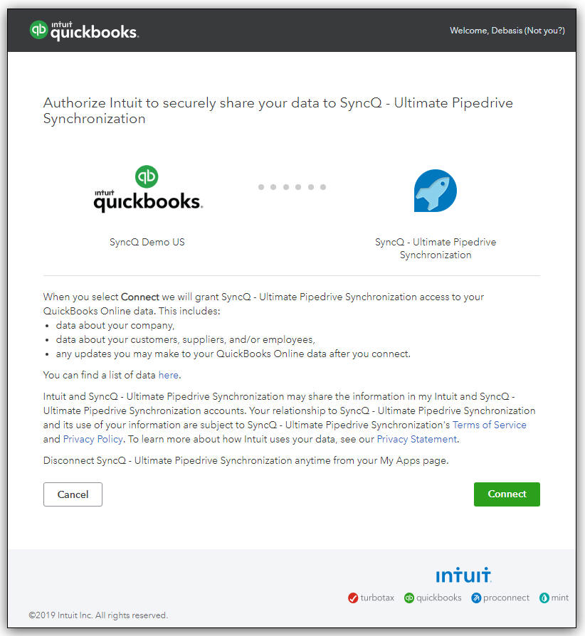 Authorize QuickBooks Online